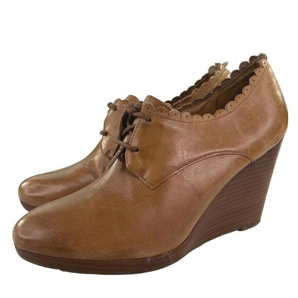 Jack Rogers Olivia Wooden Wedge US 7.5 M Women's Brown Leather Slip On Booties - Picture 1 of 10